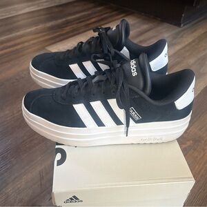 Adidas Black and White Suede Platform Sneakers